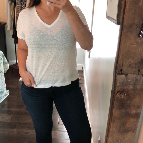 Club Monaco small white linen short sleeve top - Picture 1 of 5